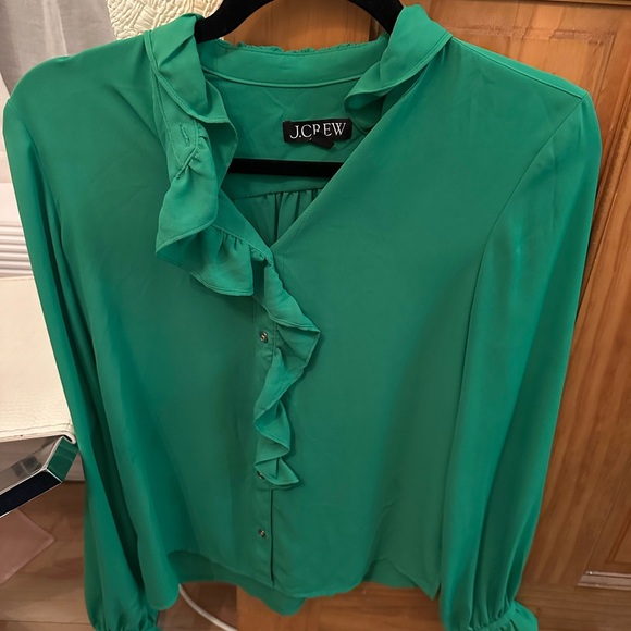 J.Crew Green Ruffle Blouse - Picture 5 of 5